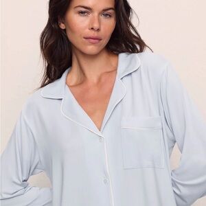 Gisele TENCEL™ Modal Long PJ Set in  Ice Blue/Ivory